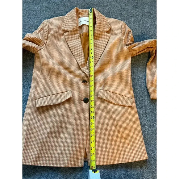 Mara Hoffman Tatum Beige Houndstooth Single Breasted Oversized Blazer Ja… - Picture 13 of 15